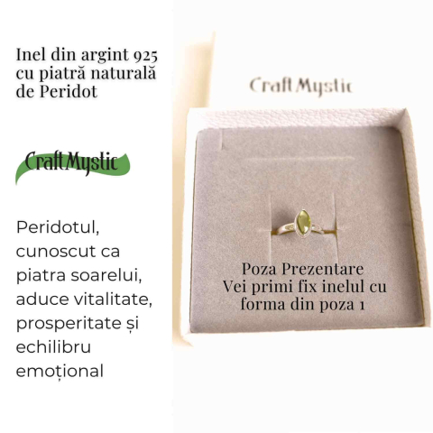 Inel argint 925 cu Peridot natural dreptunghiular/patrat – Energie si Prosperitate [2]