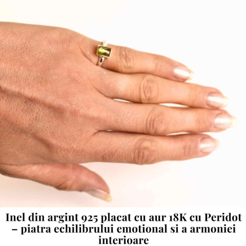 Inel argint 925 cu Peridot natural dreptunghiular/patrat – Energie si Prosperitate [1]