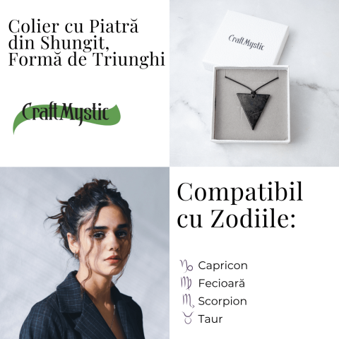 Colier cu Pandantiv Triunghiular din Shungit Natural – Protectie Energetica si Echilibru Interior [4]