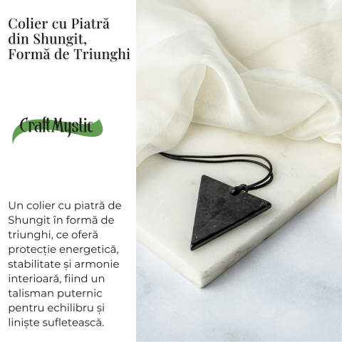 Colier cu Pandantiv Triunghiular din Shungit Natural – Protectie Energetica si Echilibru Interior [2]