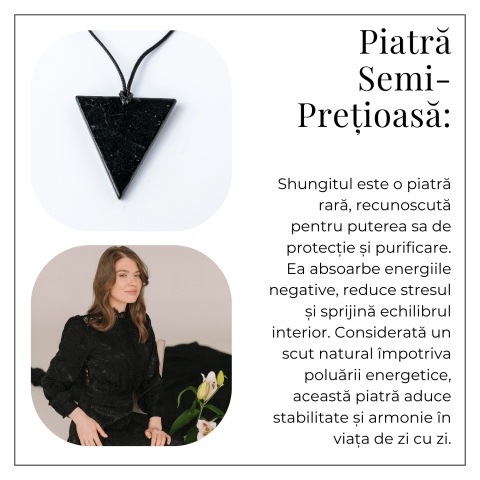 Colier cu Pandantiv Triunghiular din Shungit Natural – Protectie Energetica si Echilibru Interior [5]