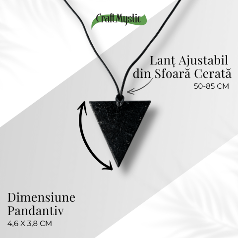 Colier cu Pandantiv Triunghiular din Shungit Natural – Protectie Energetica si Echilibru Interior [3]