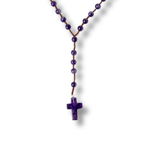 Colier cu Margele din Ametist Natural si Pandantiv Cruce – Liniste Interioara si Protectie Spirituala [8]
