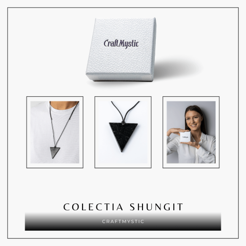 Colier cu Pandantiv Triunghiular din Shungit Natural – Protectie Energetica si Echilibru Interior [7]