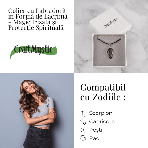 Colier cu Labradorit Natural în Forma de Picatura – Protectie, Intuitie si Stralucire Irizata [3]