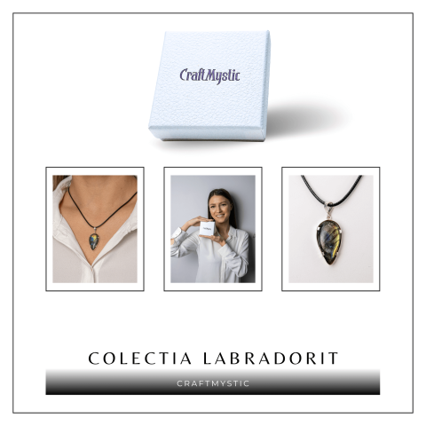 Colier cu Labradorit Natural în Forma de Picatura – Protectie, Intuitie si Stralucire Irizata [7]
