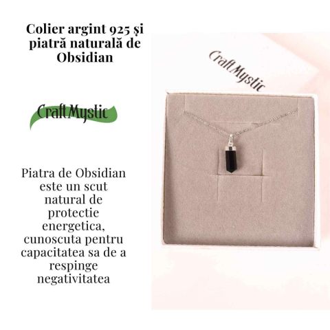 Colier Argint 925 cu Obsidian Natural – Protectie si Claritate Interioara [2]