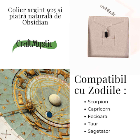 Colier Argint 925 cu Obsidian Natural – Protectie si Claritate Interioara [4]