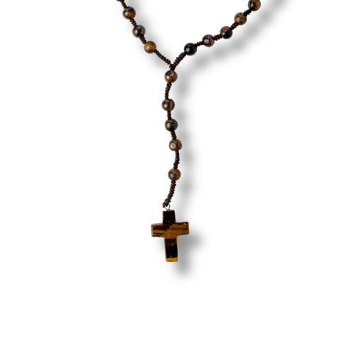 Colier cu Margele din Ochi de Tigru Natural si Pandantiv Cruce – Protectie, Curaj si Forta Interioara [8]