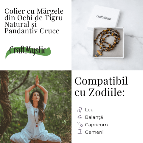 Colier cu Margele din Ochi de Tigru Natural si Pandantiv Cruce – Protectie, Curaj si Forta Interioara [3]