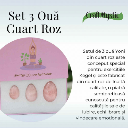 Set 3 Oua Yoni din Cuart Roz – Echilibru și Forță Interioară [1]