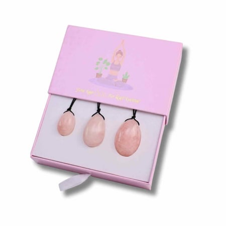 Taur - Set 3 Oua Yoni din Cuart Roz – Echilibru și Forță Interioară