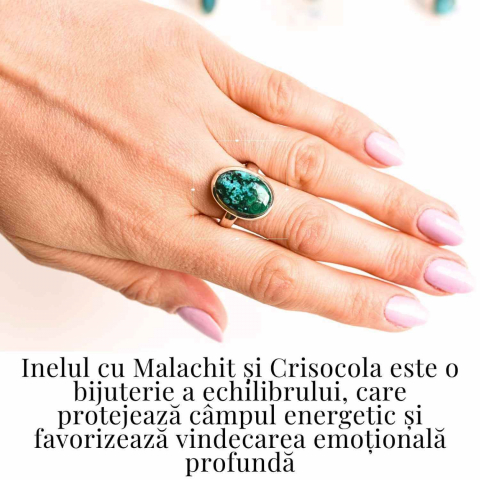 Inel Malachit si Crisocola montura Argint 925 - Protectie si echilibru emotional [1]