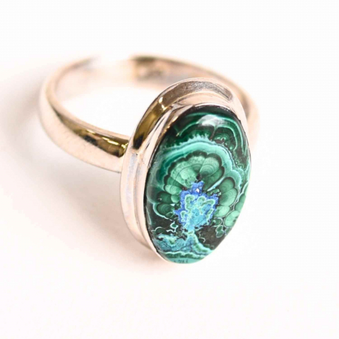 Inel Malachit si Crisocola montura Argint 925 - Protectie si echilibru emotional [0]