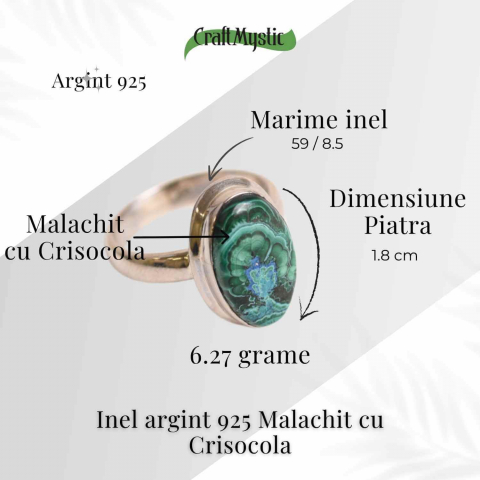 Inel Malachit si Crisocola montura Argint 925 - Protectie si echilibru emotional [4]
