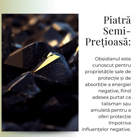 Colier ajustabil cu pandantiv strop de ploaie auriu Obsidian - Protectie si Claritate [7]