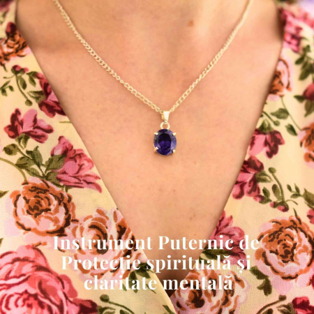 Colier reglabil cu pandativ din Ametist natural oval fatetat- Claritate și Protecție Spirituală [1]