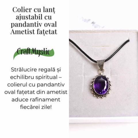 Colier Ametist Fatetat Oval Floare – Eleganta si Calm Interior [2]