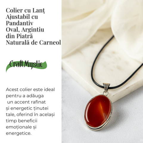 Colier ajustabil cu pandantiv oval din Carneol Natural – Vitalitate si Creativitate [4]
