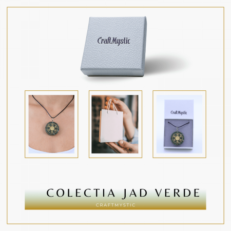 Colier ajustabil cu pandantiv rotund Zibu Jad Verde - Noroc si Armonie [6]