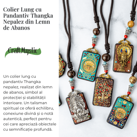 Colier Thangka Nepalez din Lemn de Abanos cu Arborele Vietii – Protectie, Armonie si Renastere Spirituala [2]
