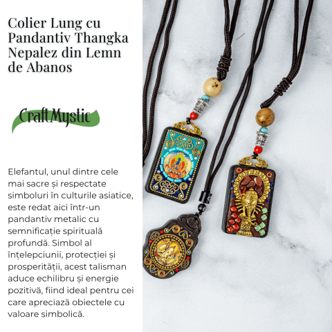 Colier Thangka Nepalez din Lemn de Abanos cu Vasul Abundentei – Protectie Spirituala si Echilibru Interior [2]