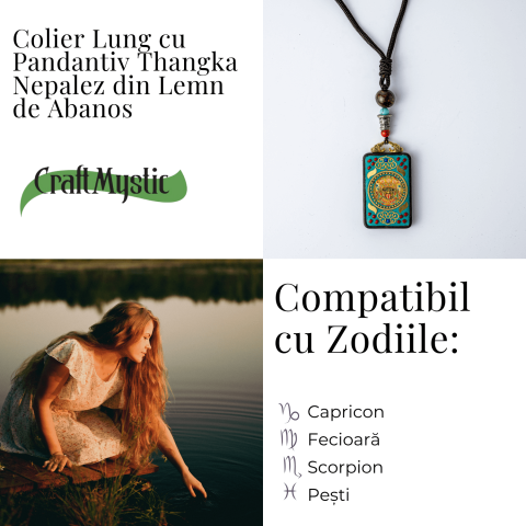 Colier Thangka Nepalez din Lemn cu Leul de Zapada – Curaj, Protectie si Echilibru Divin [3]