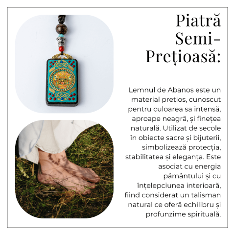 Colier Thangka Nepalez din Lemn cu Leul de Zapada – Curaj, Protectie si Echilibru Divin [5]