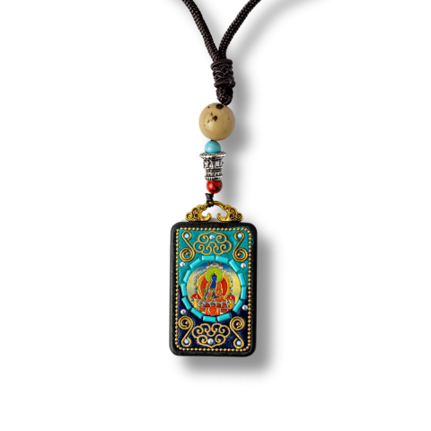 Vindecare Emotionala - Colier Thangka Nepalez din Lemn de Abanos cu Buddha Shakyamuni – Protectie Spirituala si Claritate Interioara