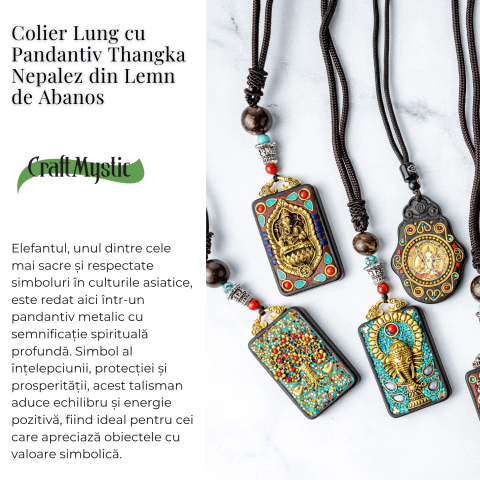 Colier Thangka Nepalez din Lemn de Abanos cu Simbol Ganesha – Protectie Spirituala si Abundenta Interioara [2]