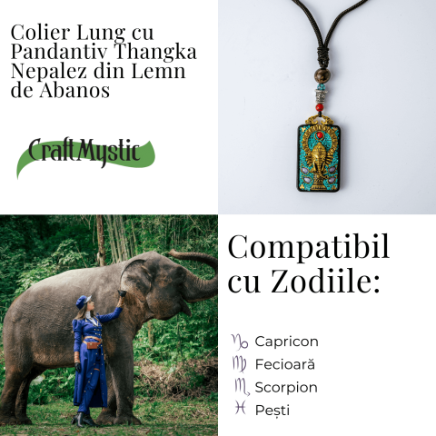 Colier Thangka Nepalez din Lemn de Abanos cu Simbol Ganesha – Protectie Spirituala si Abundenta [4]