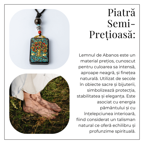 Colier Thangka Nepalez din Lemn de Abanos cu Arborele Vietii – Echilibru, Renastere si Conexiune Divina [5]