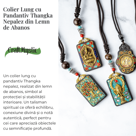 Colier Thangka Nepalez din Lemn de Abanos cu Arborele Vietii – Echilibru, Renastere si Conexiune Divina [2]