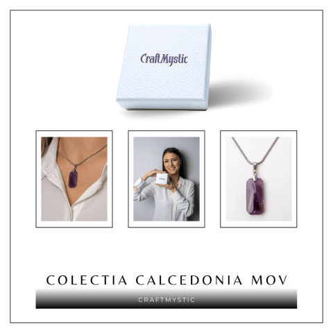 Colier Titanium cu Calcedonie Mov Dreptunghiulara – Armonie, Liniște si Eleganta Subtila [7]