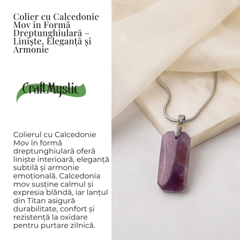 Colier Titanium cu Calcedonie Mov Dreptunghiulara – Armonie, Liniște si Eleganta Subtila [6]