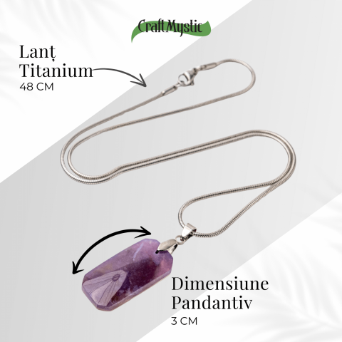 Colier Titanium cu Calcedonie Mov Dreptunghiulara – Armonie, Liniște si Eleganta Subtila [4]