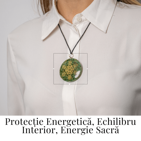 Pandantiv Orgon Verde cu Simbol Metatron – Protectie Energetica, Echilibru si Conexiune Sacra [1]