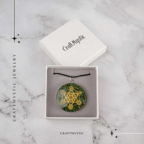 Pandantiv Orgon Verde cu Simbol Metatron – Protectie Energetica, Echilibru si Conexiune Sacra [6]