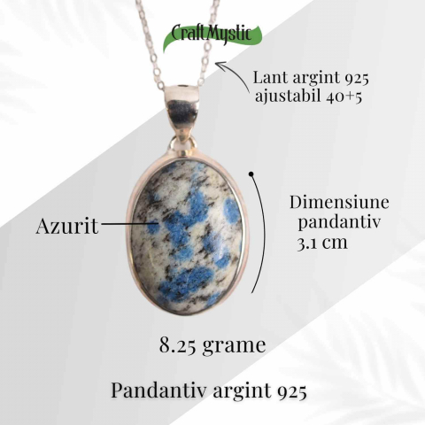 Colier cu piatra de Azurit natural si Argint 925, 9.90 gr – Claritate Mentala si Intuitie Amplificata [4]