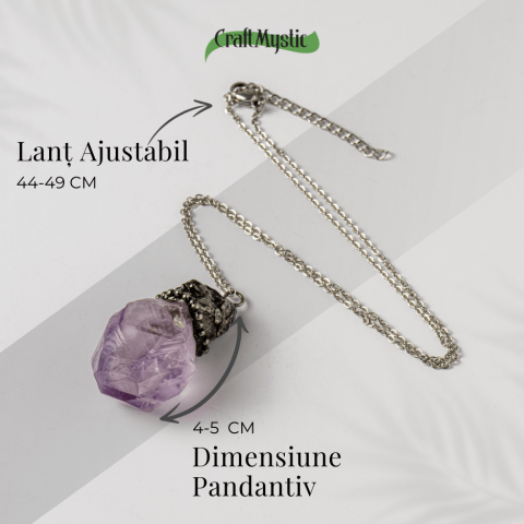 Colier vintage varf Ametist Brut – Claritate Mentala si Protectie [2]