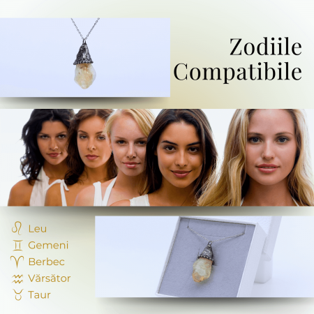 Colier ajustabil vintage cu pandantiv varf de citrin - Energie si Succes [5]