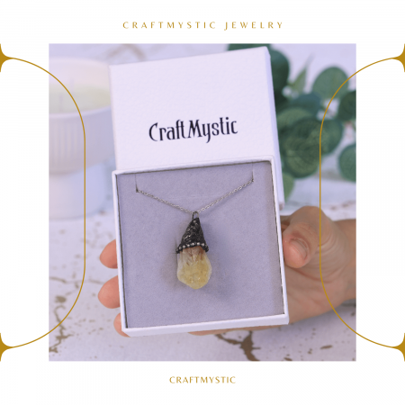 Colier ajustabil vintage cu pandantiv varf de citrin - Energie si Succes [3]