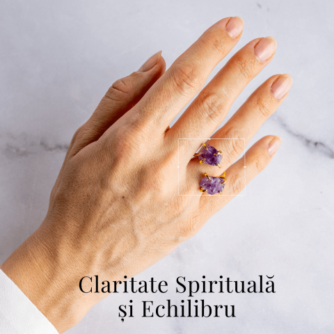 Talismanul Echilibrului – Inel Auriu cu Ametist pentru Calmul Mintii [1]