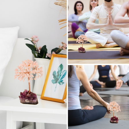 Copacel 12-13 cm cu 108 pietre naturale semipretioase Fluorit pe baza de Ametist cluster - Sprijina calmitatea, concentrarea si cresterea intuitiei [3]