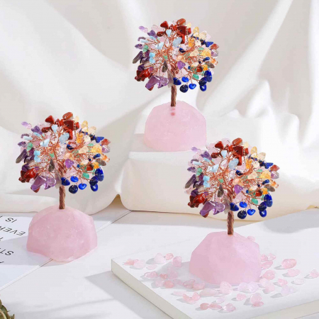 Copacel 12-13 cm din 7 pietre naturale Chakra si baza din cristal natural pentru noroc si prosperitate [6]