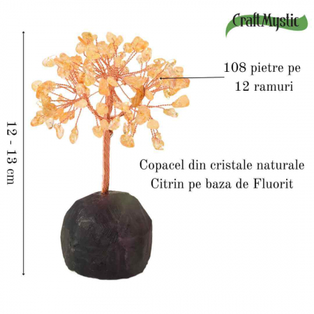 Copacel 12 cm din cristale semipretioase Citrin si baza de Fluorit - Aduce prosperitate, succes, echilibru mental [1]