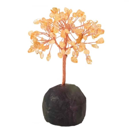 Copaci cu cristale - Copacel 12 cm din cristale semipretioase Citrin si baza de Fluorit - Aduce prosperitate, succes, echilibru mental