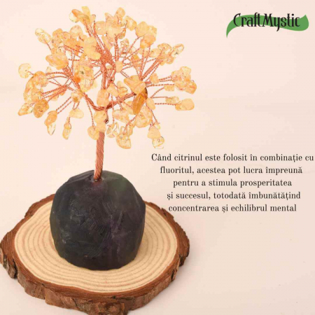 Copacel 12 cm din cristale semipretioase Citrin si baza de Fluorit - Aduce prosperitate, succes, echilibru mental [2]