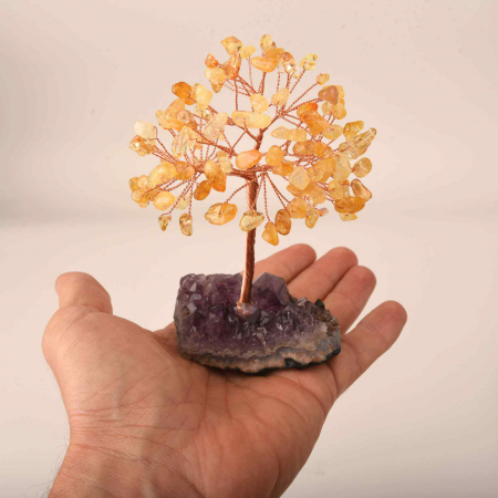 Copacel 12-13 cm cu 108 pietre naturale semipretioase Citrin pe baza de Ametist cluster - Arborele vietii pentru noroc, decor interior, exterior [4]