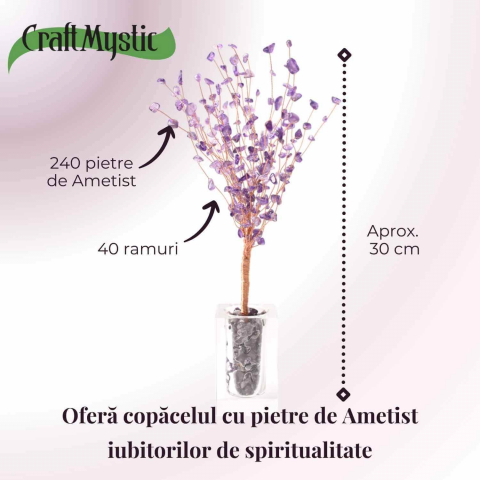 Copacel tip vaza cu pietre naturale de ametist si umplutura de pietre naturale de ametist [6]